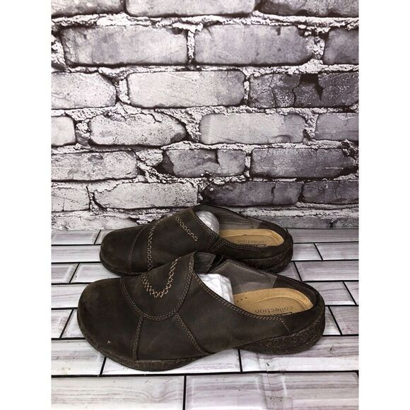 Clarks Collection Brown Leather Slip On Mules Clogs Shoes Women Sz 7.5W US/38EU - Picture 10 of 15